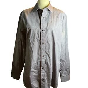 Banana Republic Non-Iron Slim Fit Dress Shirt, Gray Micro Dot, Men's Large